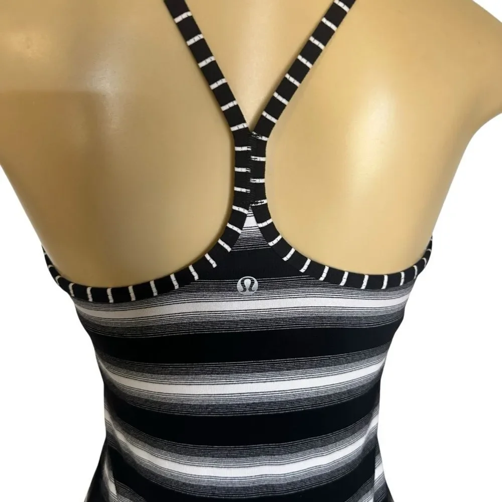 Lululemon power y tank striped size 6 black white